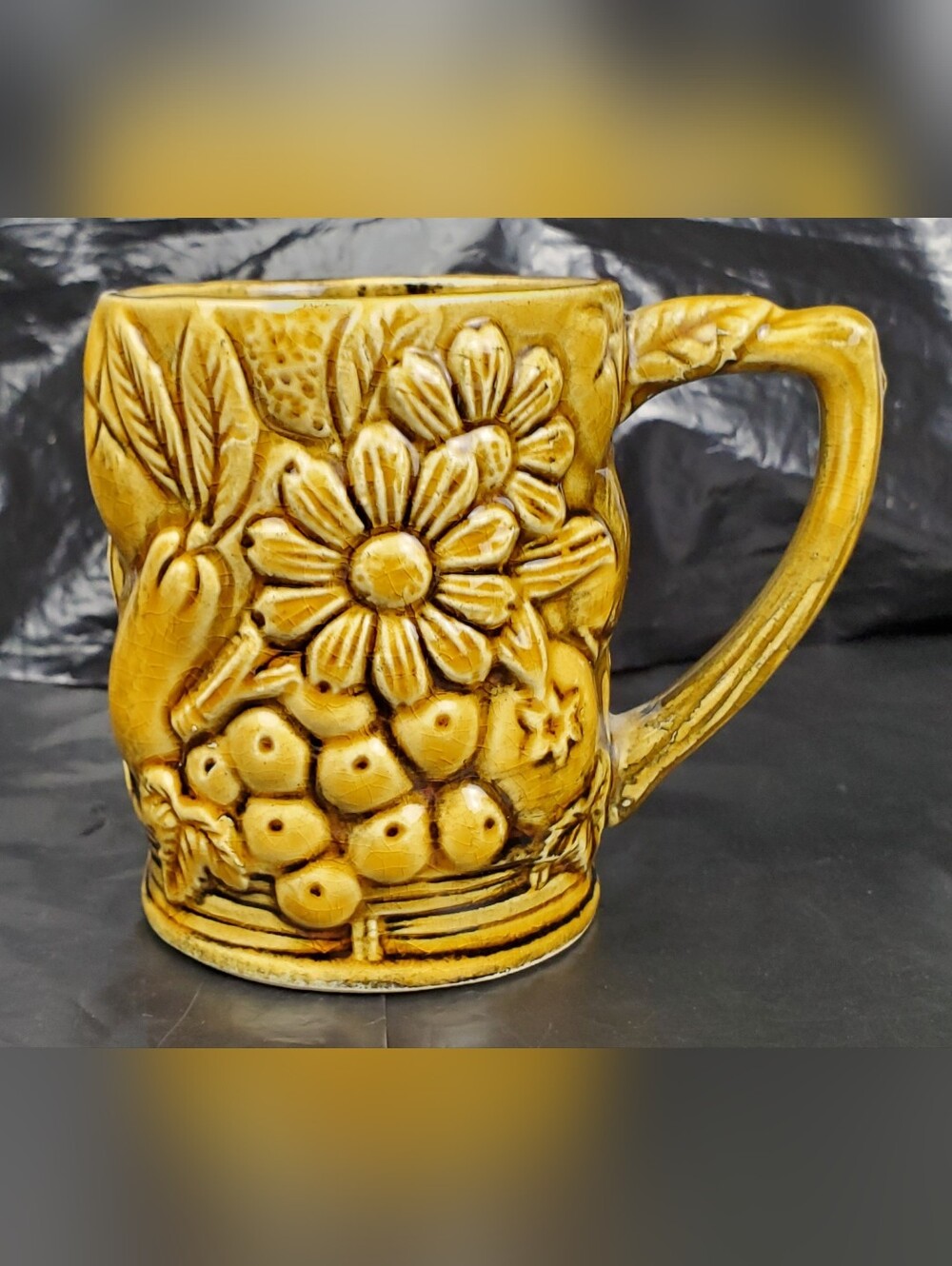 INARCO Vintage Retro 3D Flower Fruit Ceramic Tea Coffee Cup Mug Japan - GUC